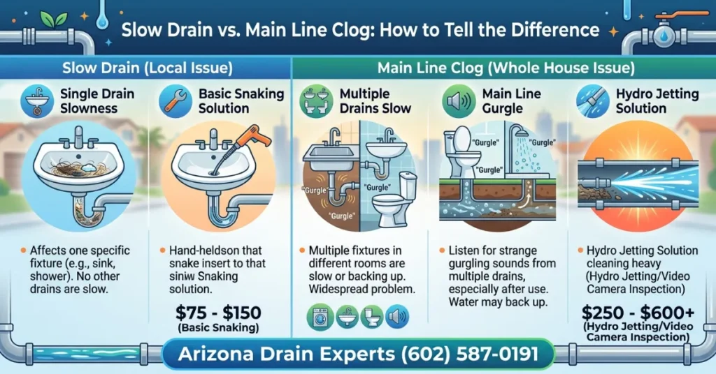 Slow Drain vs Main Line Clog